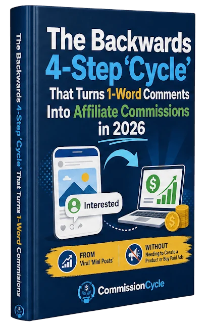 Mark Ling's free report, The Backwards 4-Step Cycle That Turns 1-Word Comments Into Affiliate Commissions in 2026
